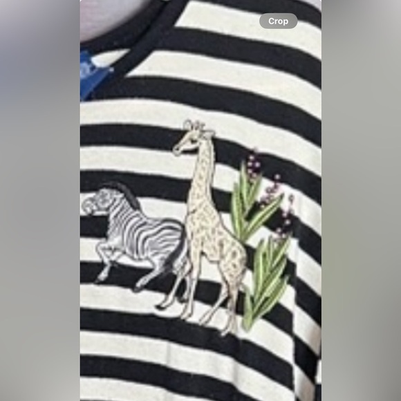 VINTAGE Karen Scott Black and Cream Stripe Zoo Animal Short Sleeve Shirt Size XL - Picture 4 of 4